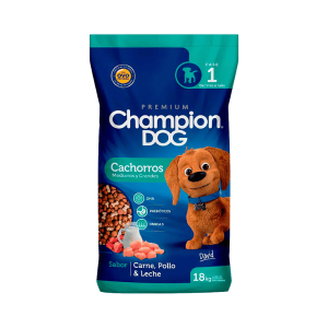 champion dog cachorro carne, pollo y leche 18 kg.