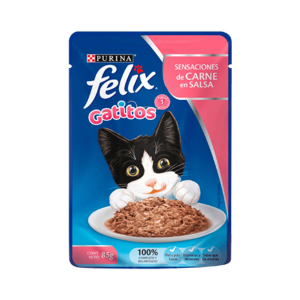 pouch felix gatitos sens. carne en salsa 85 gr.
