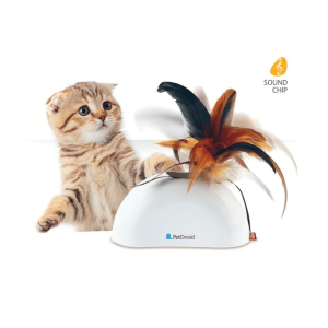 juguete f wobble feather "pet droid" con pluma natural y sonido-gigwi