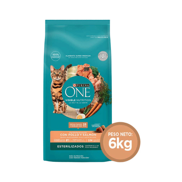 ONE008 PURINA ONE F ESTERILIZADO SALMON 6 KG. - Imagen 1