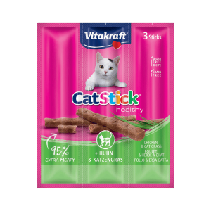 snack vitakraft cat stick pollo y cat grass