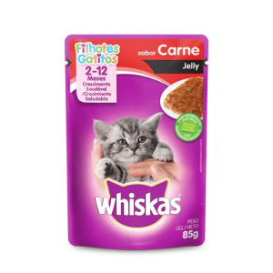 pouch whiskas jelly carne gatitos 85 gr.