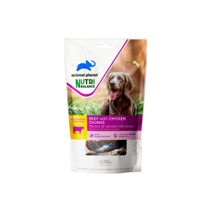 SNACK ANIMAL PLANET PERRO TROZOS DE VACUNO CON POLLO 100 GR.